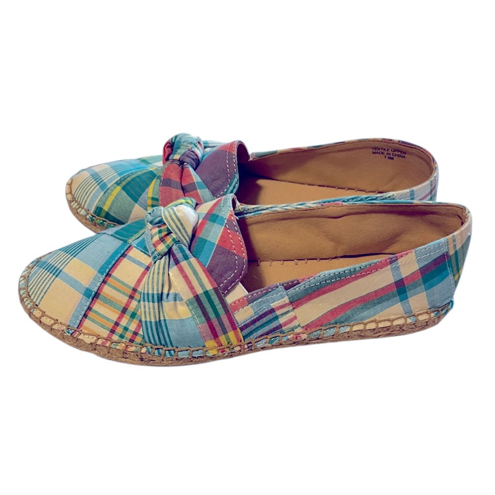 Talbots Izzy Knot Plaid Patchwork Espadrille Flat… - image 5